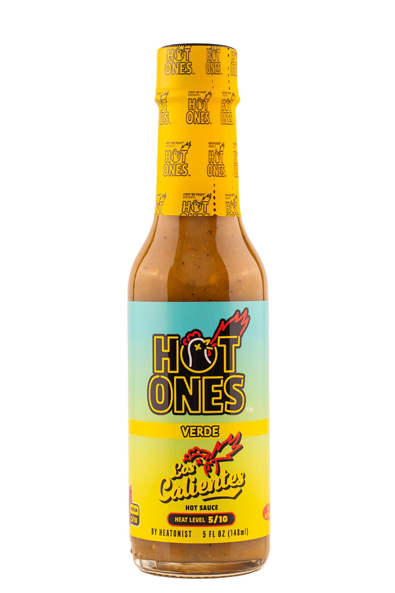 HOT ONES Los Calientes Verde Hot Sauce, Made with Natural Ingredients, 5 fl oz, Model 0851444008035