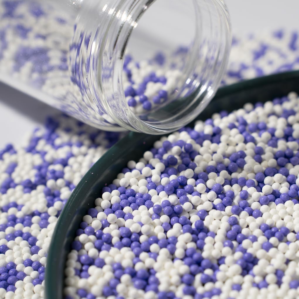 NIPEOR Edible Pearl Sprinkles for Cake Decorations, 130g, 2mm White Purple Sugar Pearls for Baking, Ice Cream, Cookies, Cupcake Toppers