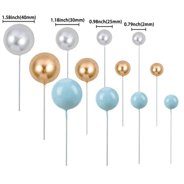 Gyufise 30Pcs Mini Balloon Cake Topper Foam Ball Cake Picks Decorations Faux Pearl Balls Diy Cake Topper Decoration For Baby Sho