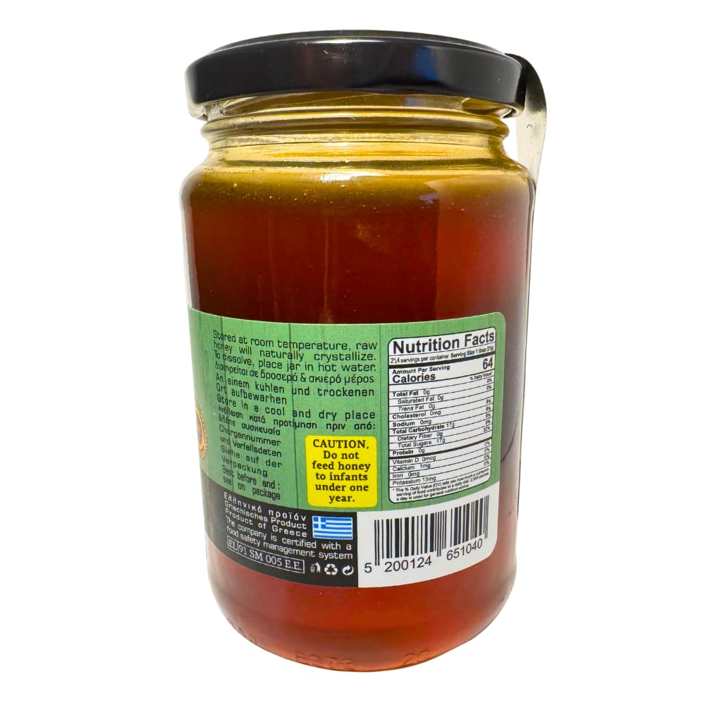 Aoritiko Organic Pure Cretan Mountain Honey | Organic Greek Honey | 100% Natural, Wildflower & Herb-Infused, Rich Aromatic Flavo