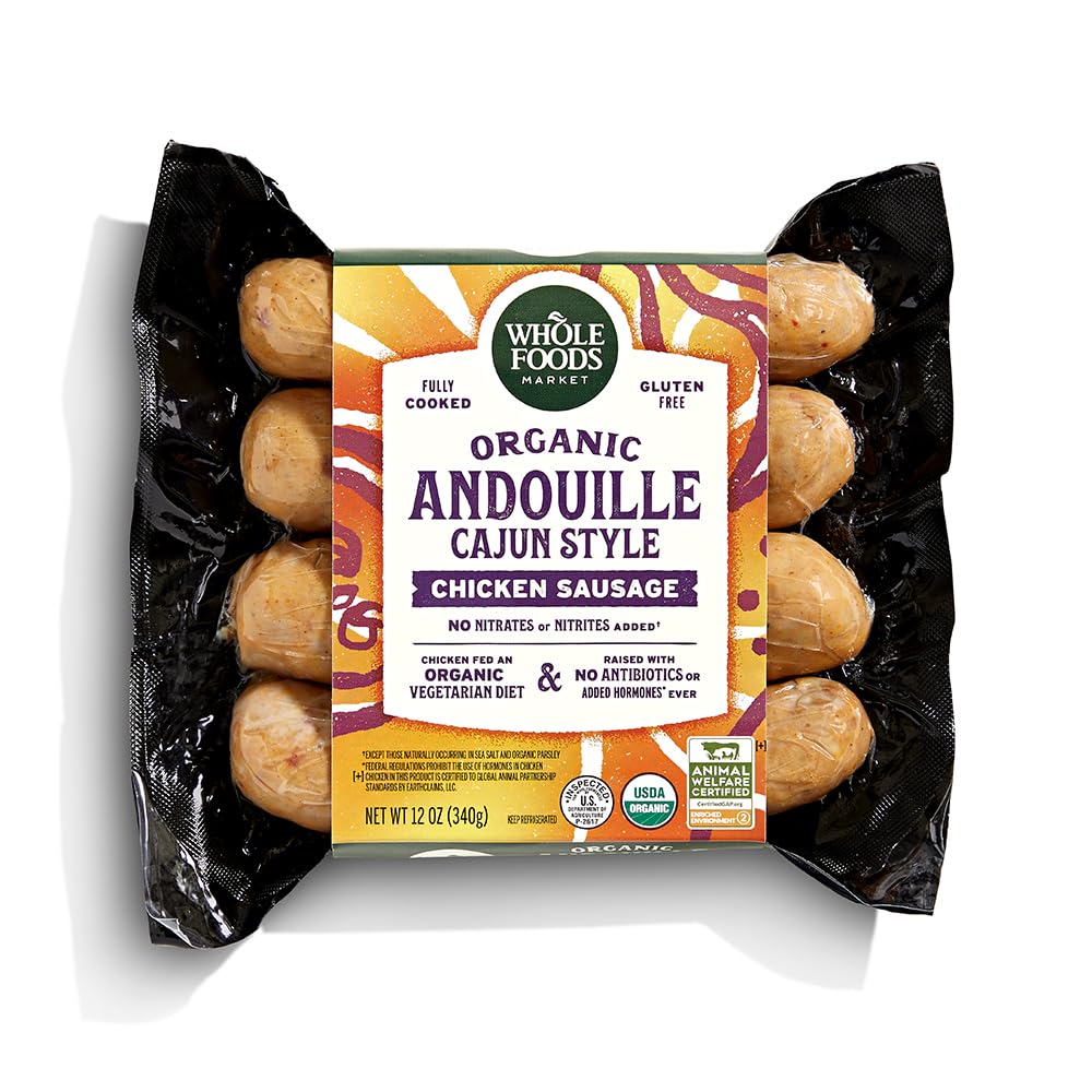 Whole Foods Market, Chicken Sausage Andouille Organic Step 3, 12 Ounce