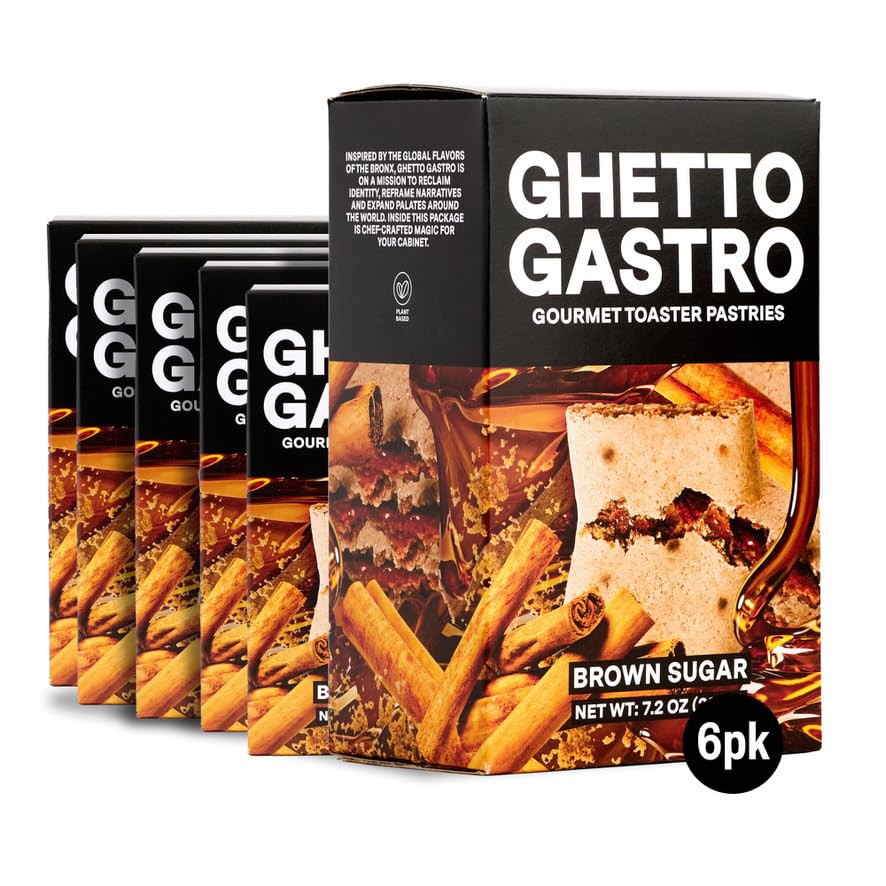 Ghetto Gastro Brown Sugar Toaster Pastries (6-Pack, 24-Bars) - Plant-Based, Vegan & Non-GMO Ingredients, Kosher Certified - Perf