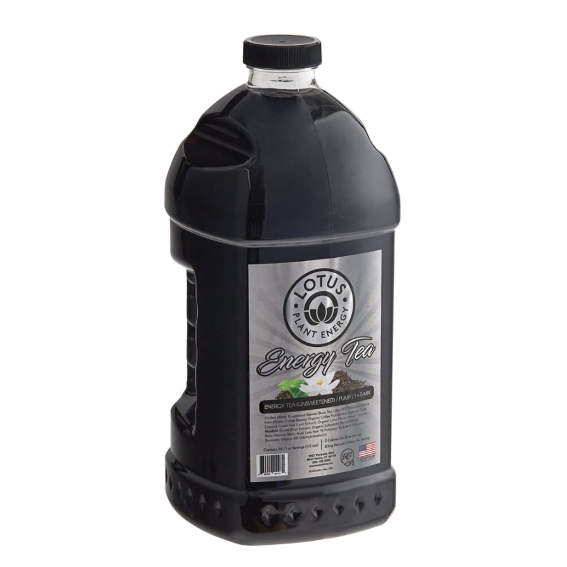 Lotus Plant Power Energy Tea, Unsweetened, Zero Sugar, 64 Fl Oz, Natural Caffeine from Green Coffee Bean, Brewed Black Tea Concentrate