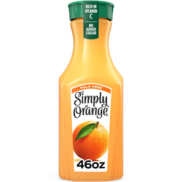 Simply Orange Pulp Free Orange Juice Bottle, 46 fl oz