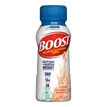 Boost Plus Nutritional Drink, Creamy Strawberry, 8 Fl Oz (Pack Of 24)