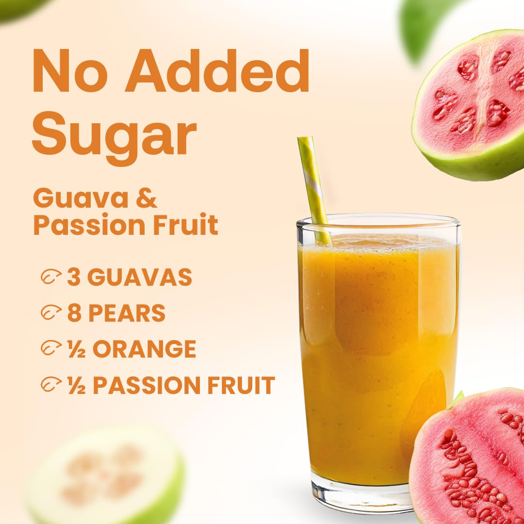 Dr. Smoothie 100% Crushed Guava & Passion Fruit - No Added Sugar, Made With Real Fruits/Fruit Juice - Vegan, No Artificial Color