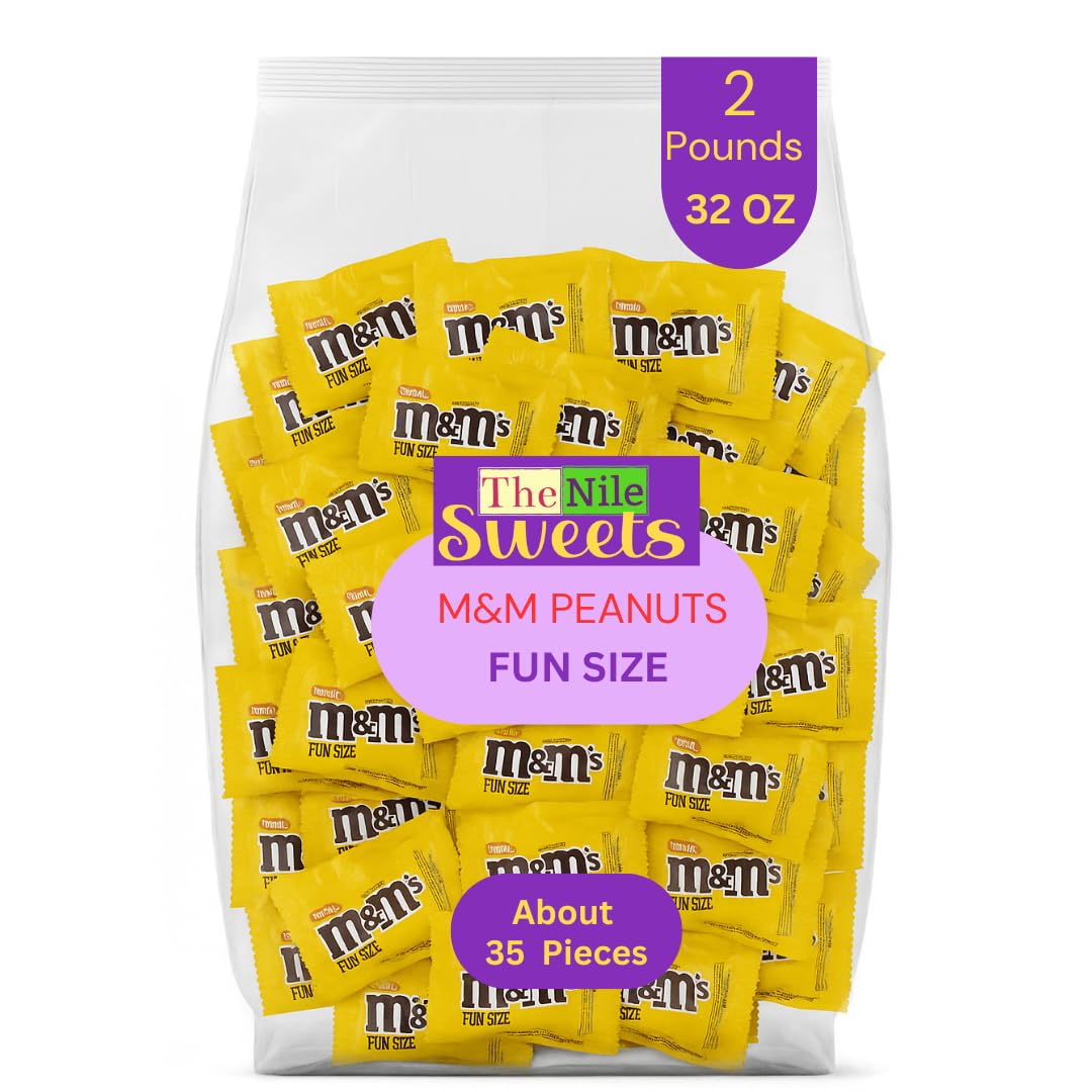 Milk Chocolate Peanut M&Ms Fun Sized Individual Bags - Bulk Milk Chocolate Bulk Filler Candies - Candy For Parties And Holidays By The Nile Sweets (Two Pound)