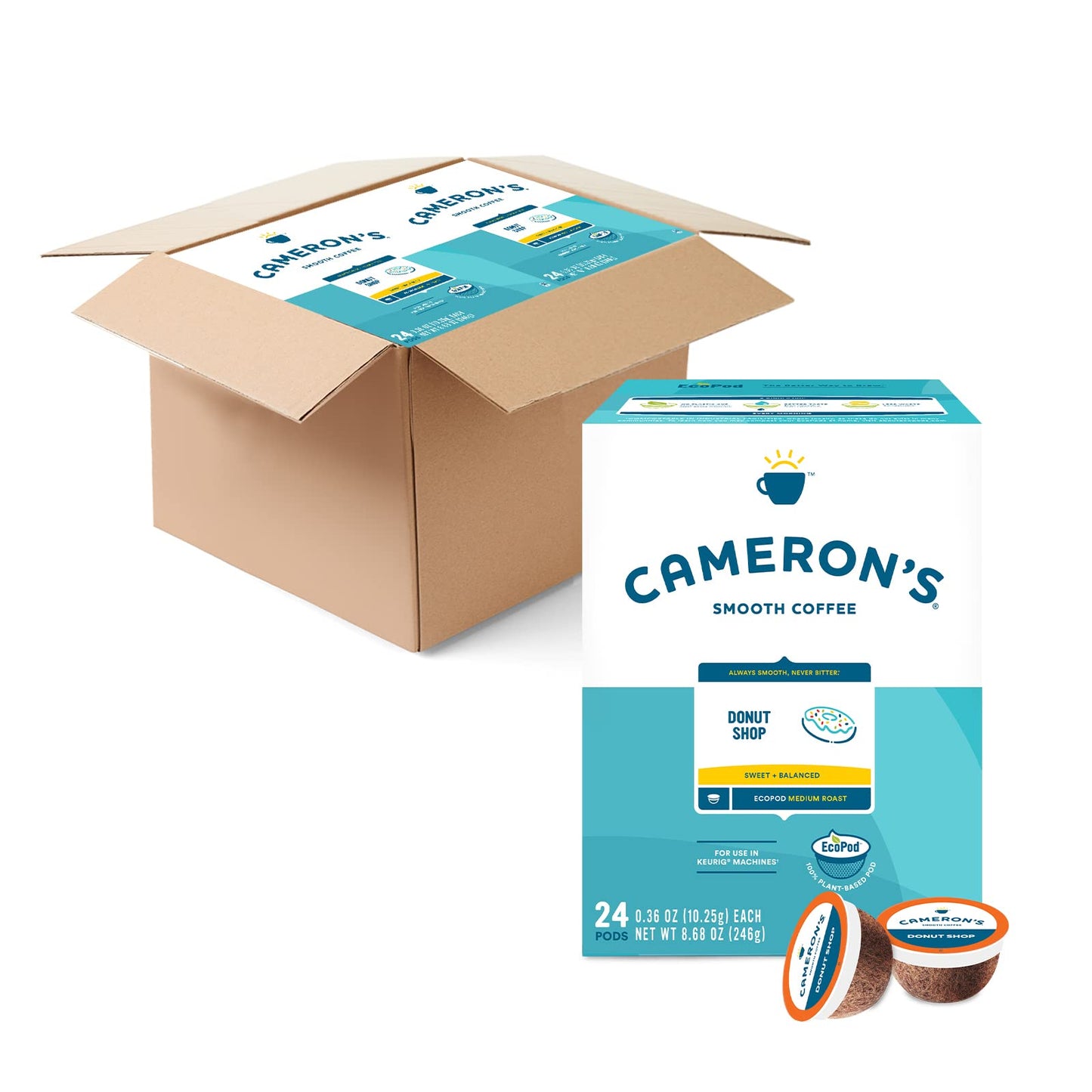 Camerons Coffee Single Serve Pods, Donut Shop Blend, 100% Arabica, 96-Count, (Pack of 1)