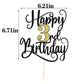 Happy 3Th Birthday Cake Topper, 3 Birthday Party Cake Decorations (Black And Gold Flashes, 3Rd)