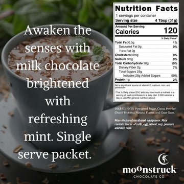 Moonstruck Chocolate Single Serve Minty Milk Chocolate Mint Hot Chocolate Packets, 8 Count (Pack Of 1)