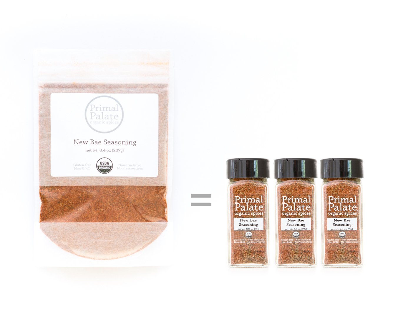 Primal Palate Organic Spices, New Bae Seasoning, Certified Organic, 8.4 Oz Resealable Bag