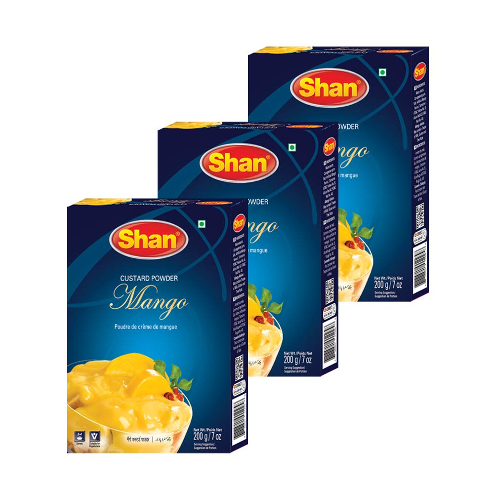 Shan Custard Powder Mango 7.05 oz (200g) - Poudre de Crme de Mangue - Essential Dessert for any Occasion - Suitable for Vegetari