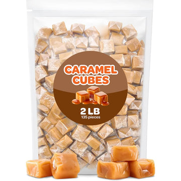 Caramel Cubes Candy, Rich Creamy Squares, Bulk Pack 2 Pounds