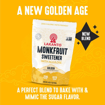 Lakanto Bulk Golden Monk Fruit Sweetener with Allulose - Bulk Raw Cane Sugar Substitute, Baking, Extract, Sugar Replacement (Gol