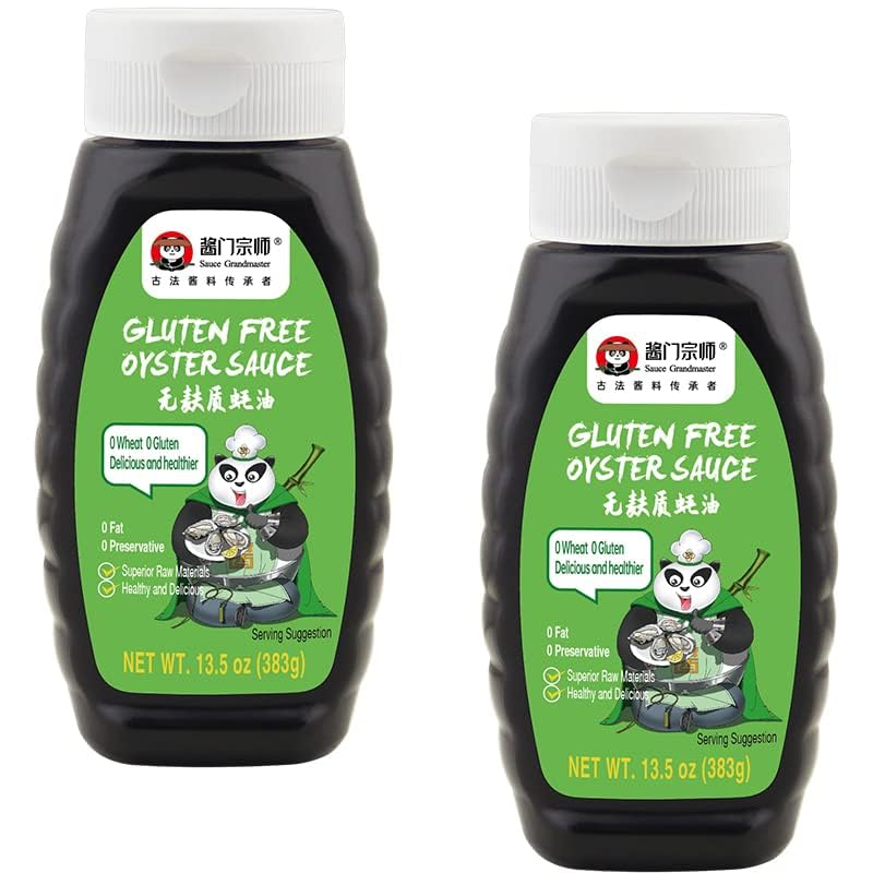 Sauce Grandmaster Pure Oyster Sauce 2 Pack - Gluten Free, Vegan, Non-GMO, 13.5 fl oz Bottles