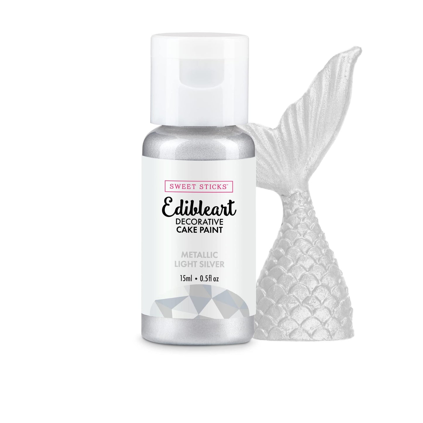 SWEET STICKS Edible Cake Paint Metallic Light Silver 0.5 Fl Oz
