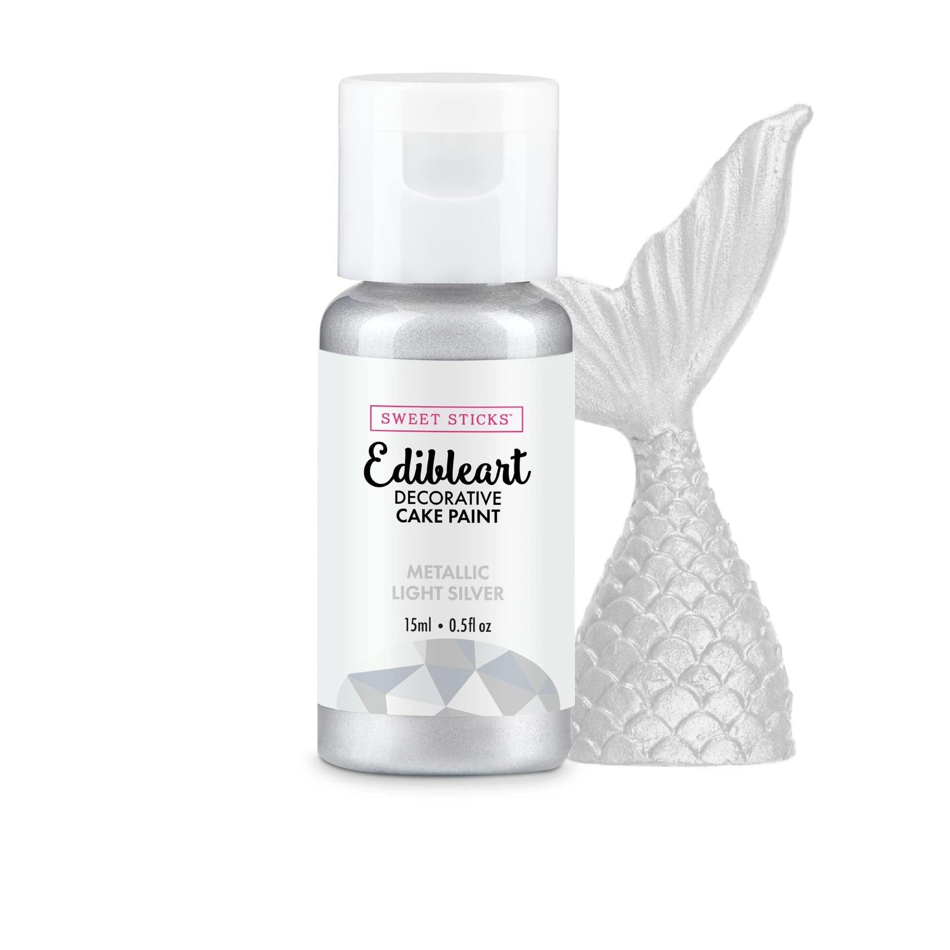 SWEET STICKS Edible Cake Paint Metallic Light Silver 0.5 Fl Oz