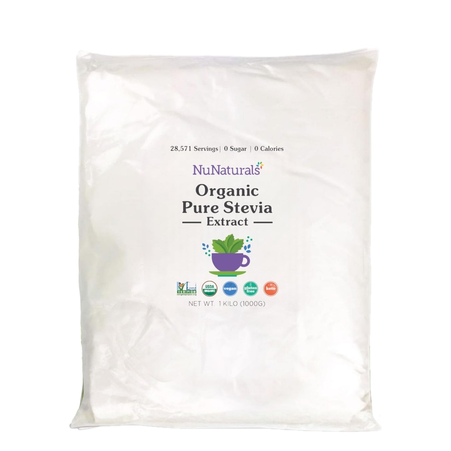 Nunaturals Organic Pure Stevia Extract | 100% Stevia No Fillers | Keto Sugar-Free Powdered Sweetener | Plant-Based Sugar Substit