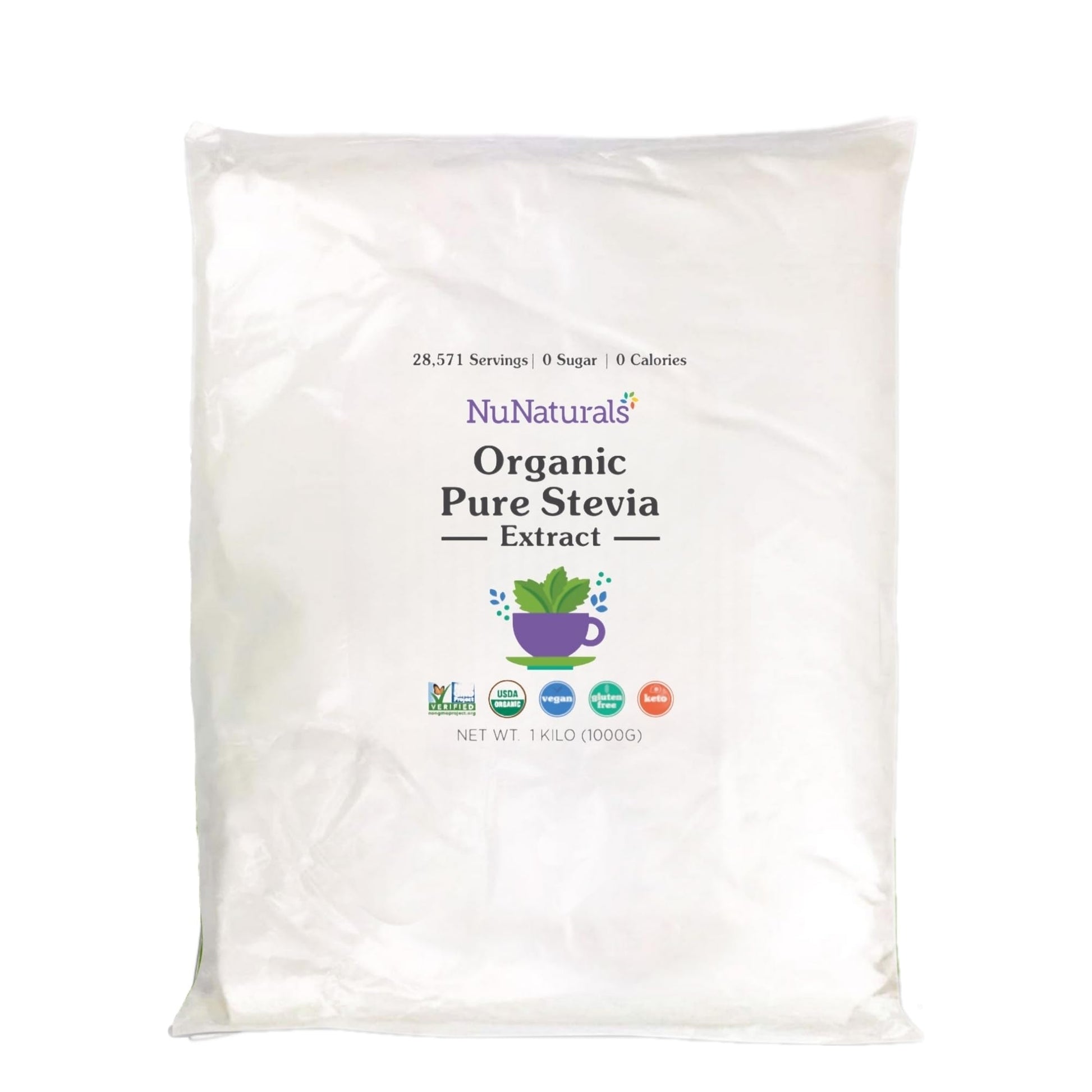 Nunaturals Organic Pure Stevia Extract | 100% Stevia No Fillers | Keto Sugar-Free Powdered Sweetener | Plant-Based Sugar Substit