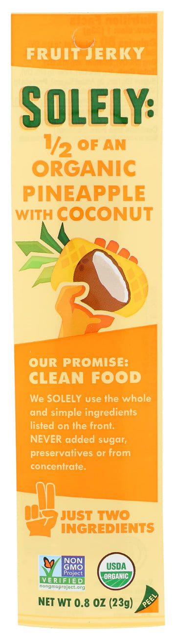 Solely 1/2 of an Organic Pineapple with Coconut Fruit Jerky, Just 2 Ingredients, No Preservatives, No Added Sugar, Kosher, USDA 