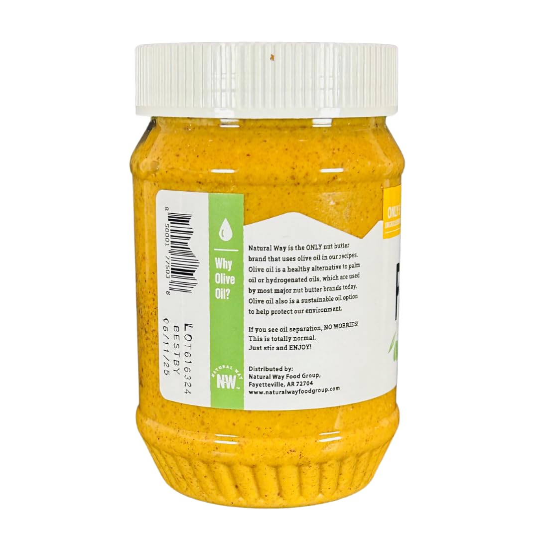 Natural Way Peanut Butter, Honey, (1) 16 Ounce Jar - Made With Olive Oil, No Hydrogenated Oils, Non-Gmo, Gluten Free