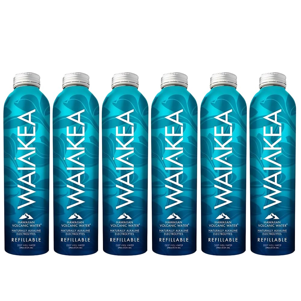 Hawaiian Volcanic Water 670ml (Pack of 6) Refillable Aluminum Bottle Still Naturally Alkaline Water, In Snack Mass Packaging