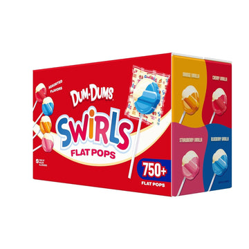 Dum Dums - Swirls Flat Lollipops Individually Wrapped - Classic Suckers & Lollipops for Kids, Toddler Pops, Bulk Candy Suckers -