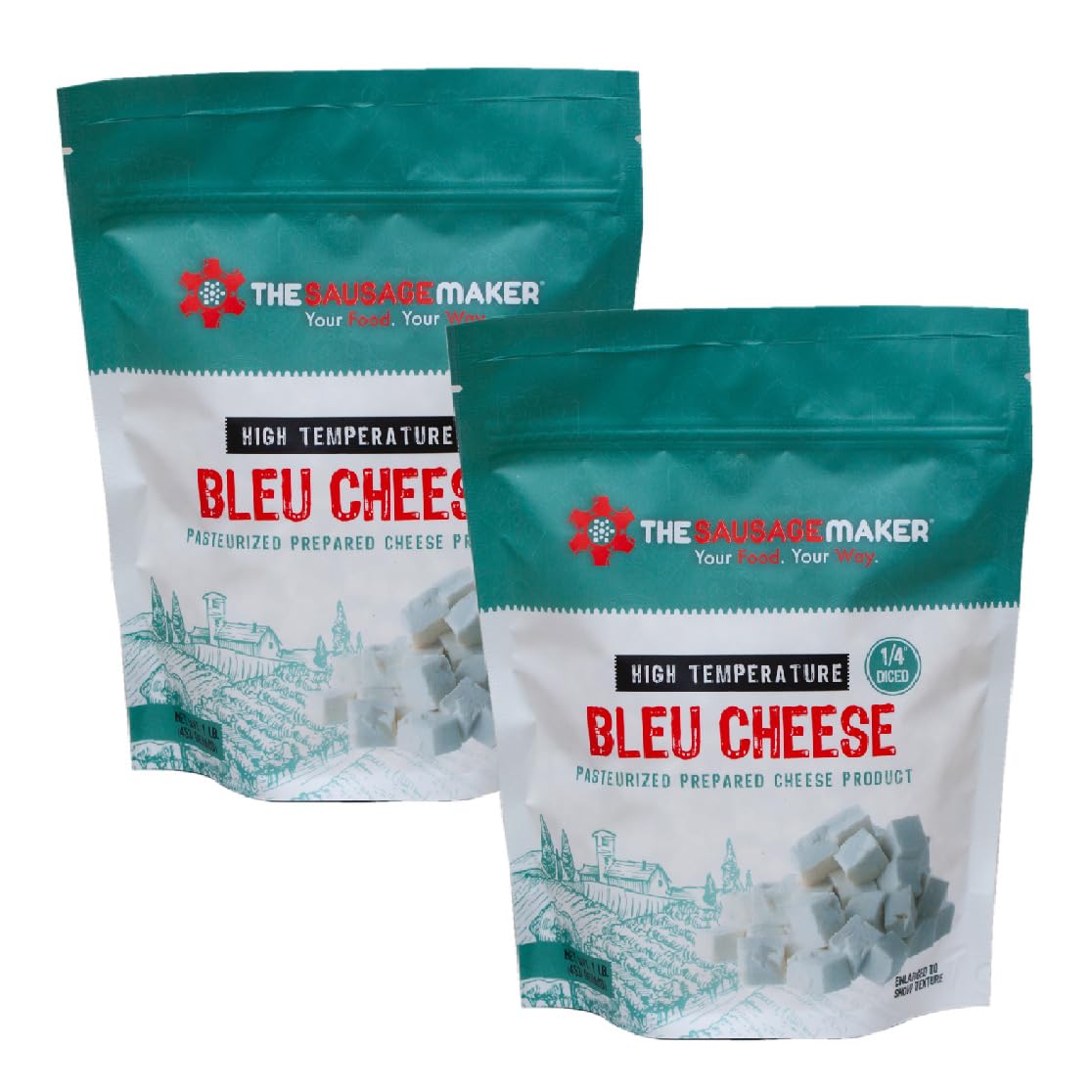 The Sausage Maker High Temp Bleu Cheese Diced Cube for Sausage Making, 2 Pound (2 x 1lb)