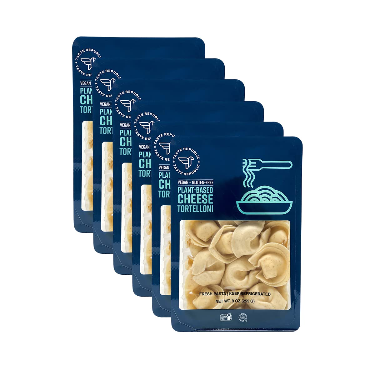 Vegan Tortelloni, Fresh and Frozen Gluten Free Plant-Based Cheese Filled Pasta, Cooks in Just 3 Min, Taste Republic, 9oz (6 Pack
