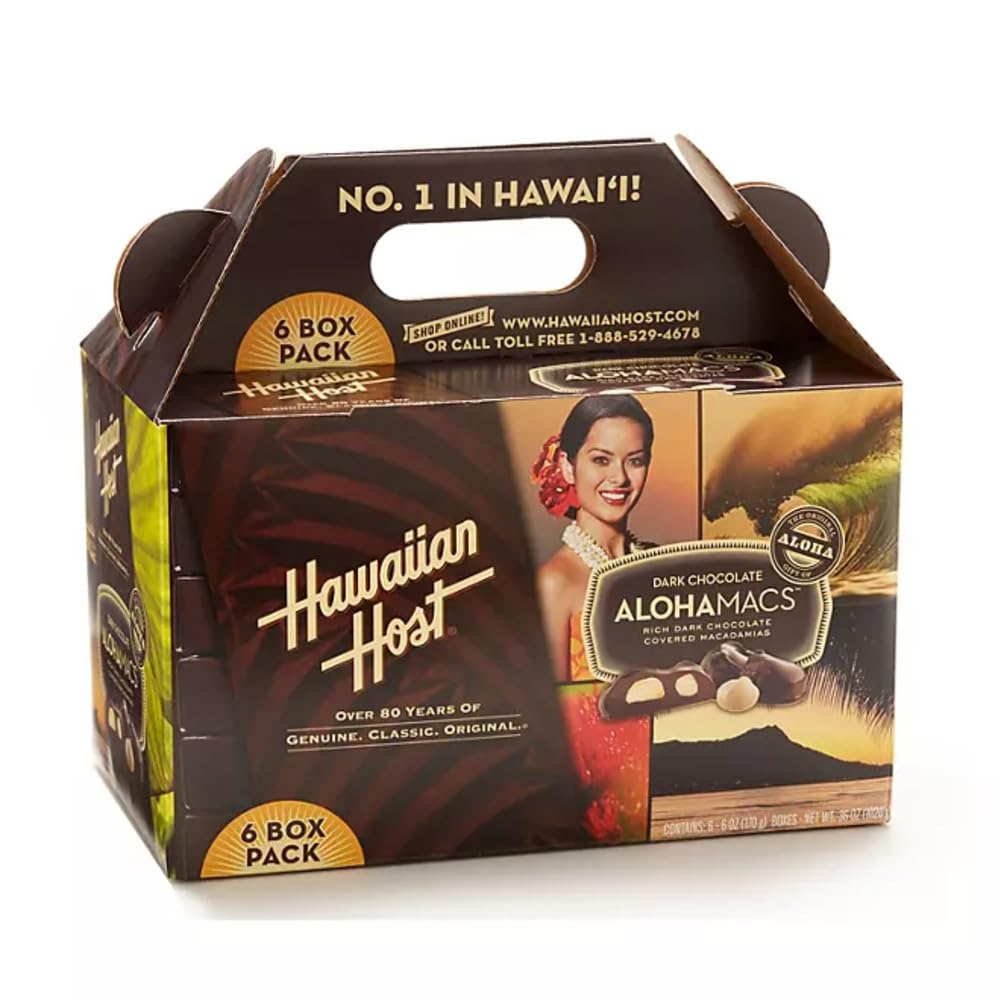 Dark Chocolate Covered Macadamia Nuts by Hawaiian Host, 5 Box Tote - 5 ounces