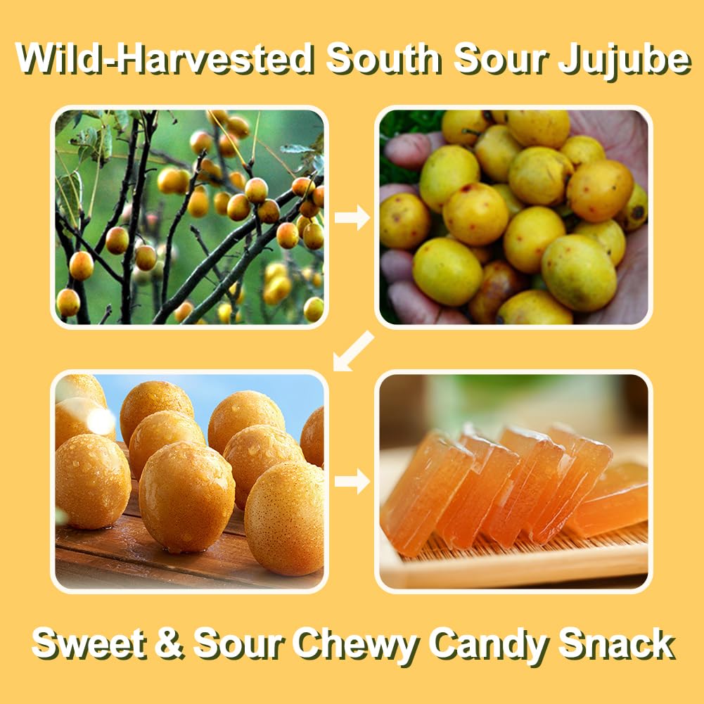 Chewy Sour Jujube Cake Candy, Natural Fruit Jelly, Sour & Sweet Jujube Fruit Leather, Individually Wrapped, Vegan, Rich In Vitam
