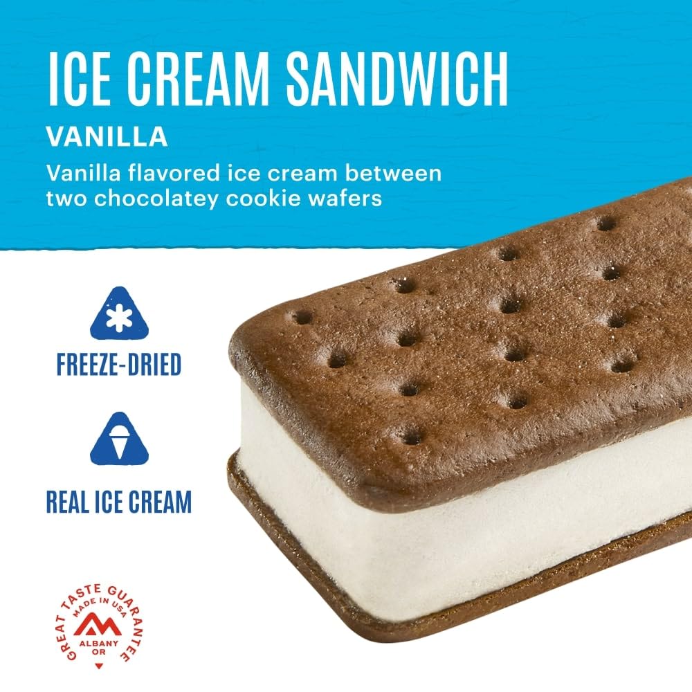 Mountain House Vanilla Ice Cream Sandwich | Freeze Dried Backpacking & Camping Food | 12-Pack