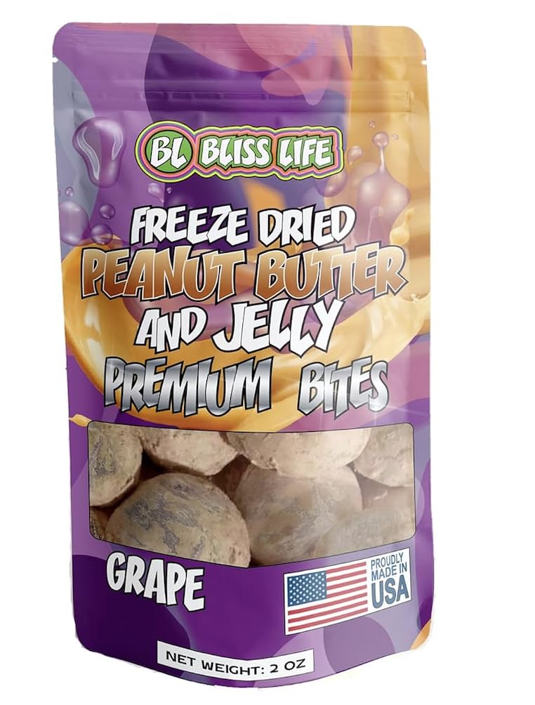 Freeze Dried Peanut Butter & Grape Jelly Fruit Candy, ASMR Crunchy Candy, Gift, Sweet and Savory Snacks, Unique Novelty Snack fo