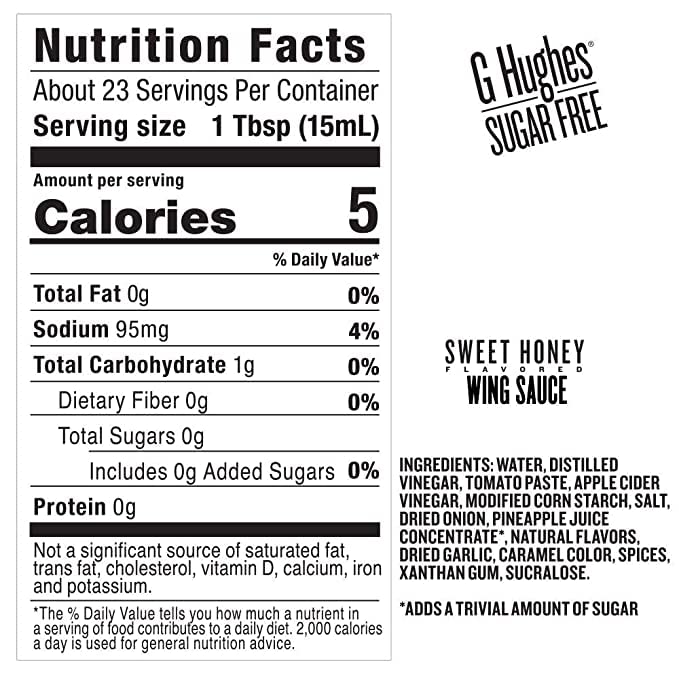 G. Hughes Smokehouse Sugar Free Wing Sauce (12 oz) - Sweet Honey