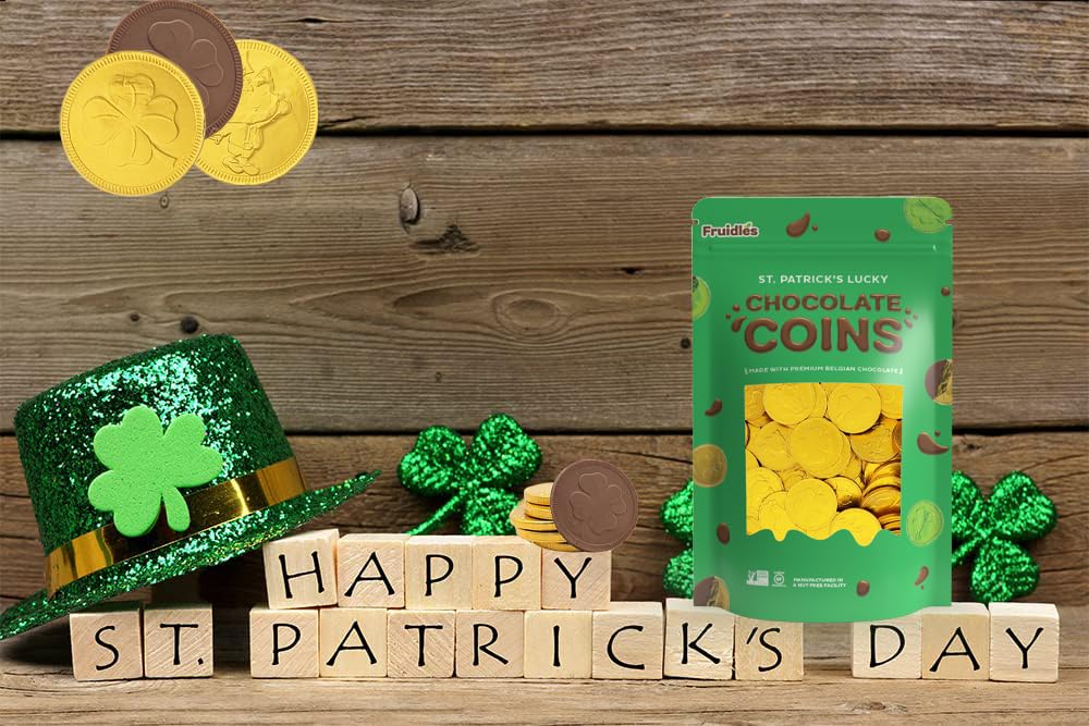 St. Patrick'S Day Coins 100 Lucky Gold Shamrock Coins Foils, Belgian Coins Bag Nut-Free (100-Pack)