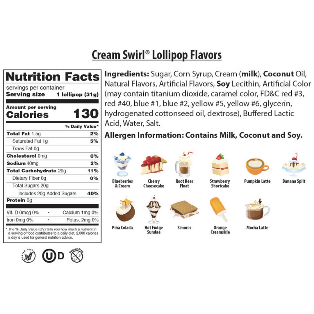 Original Gourmet Lollipops, Cream Swirl Medley, 60 Count, 1.1 Ounce, Random Color