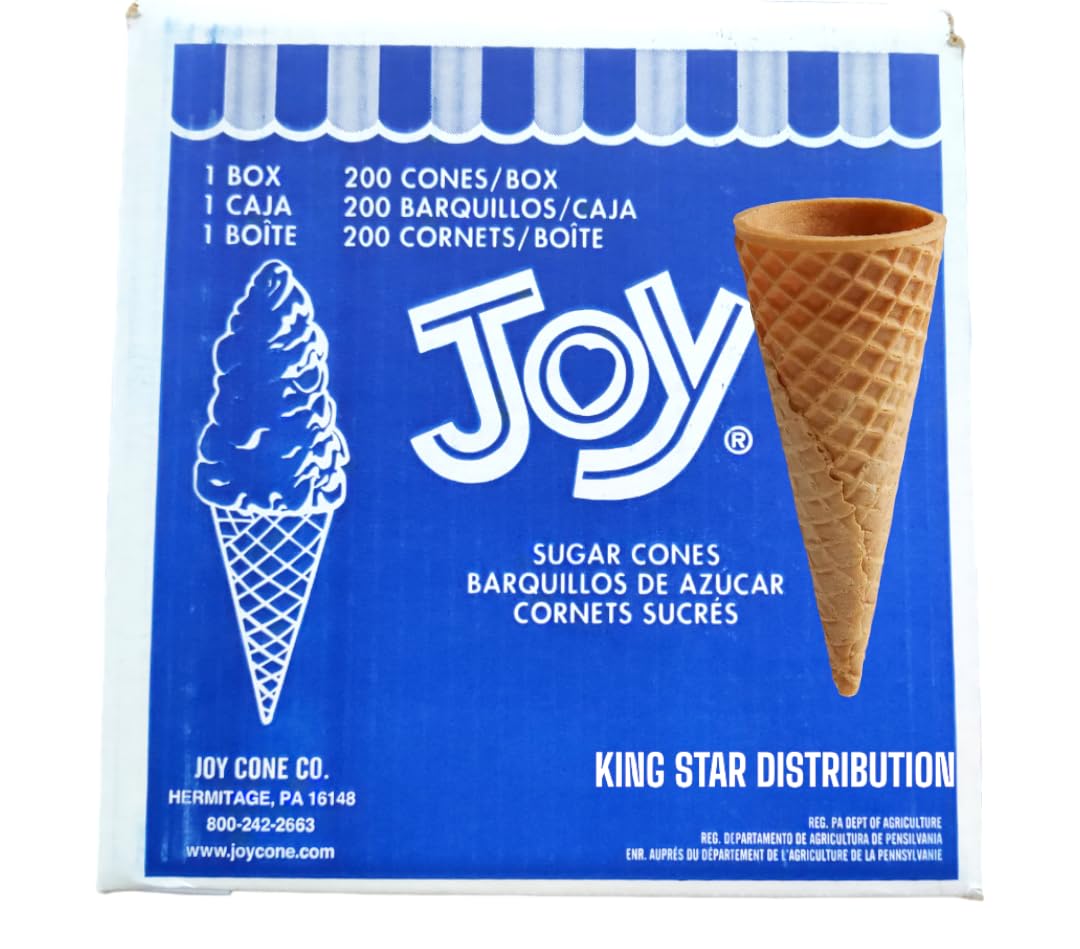 Generic Joy #310 sugar ice cream cone. 200 Ct. Sugar cones For Ice Cream. This cone is fresh, crispy, and crunchy, making it a g