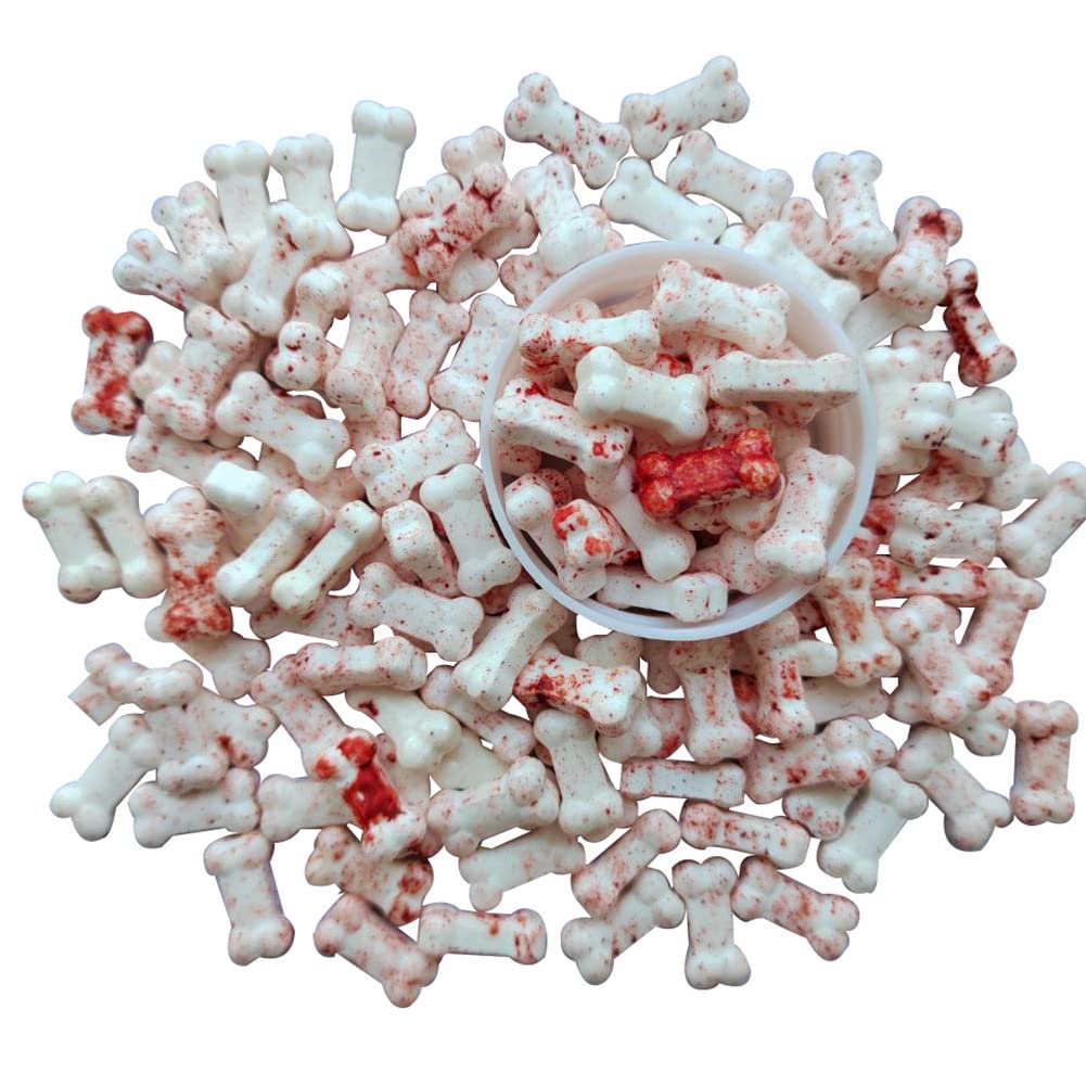 1 Bottle Bloody Red Dog Bones Candy Cake Cupcake Toppers Cookie Decorations Edible Dessert Sprinkles for Halloween Christmas Cak
