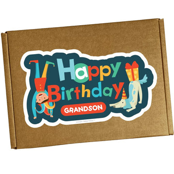 Hangry Kit Birthday Snack Box For Your Grandson - (20 Count) Happy Birthday Gift Basket Care Package - Contains Birthday Snacks,