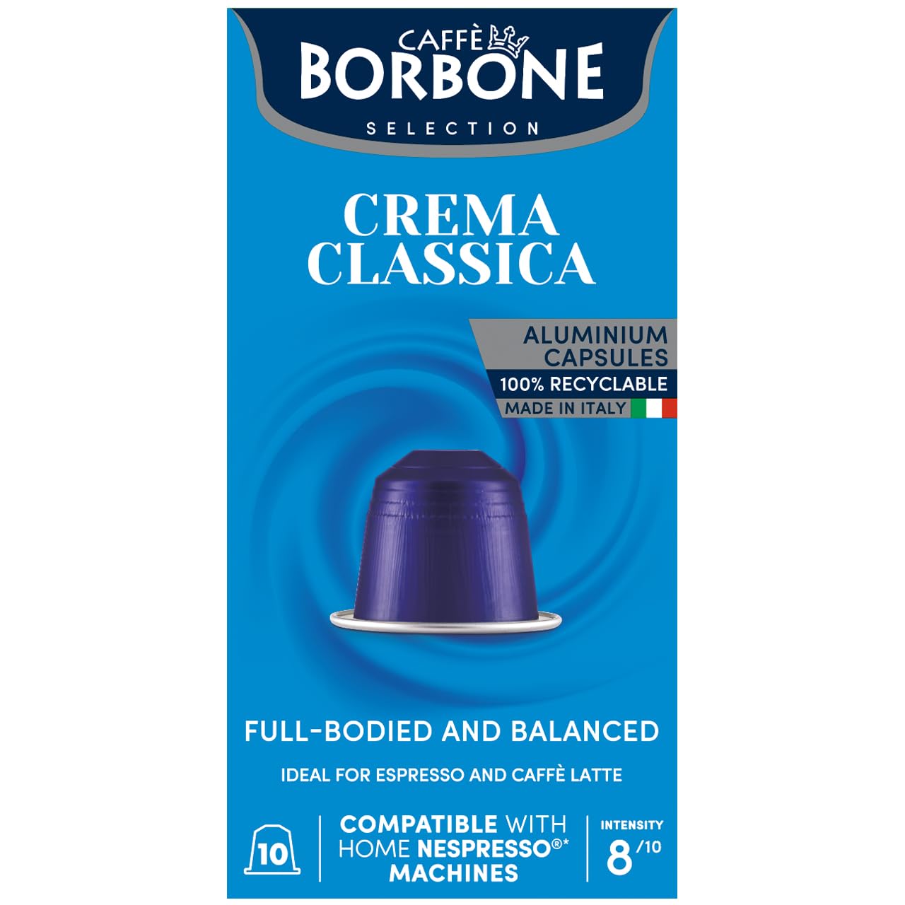 Caffè Borbone Aluminum Coffee Pods for Nespresso Original, Crema Classica, Medium Roast, 100 Count