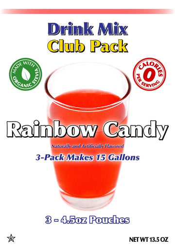 GramZero Rainbow Candy Zero Calorie Drink Mix, Stevia Sweetened, 13.5 Ounce - Sugar Free for Nutrition Club Loaded Teas