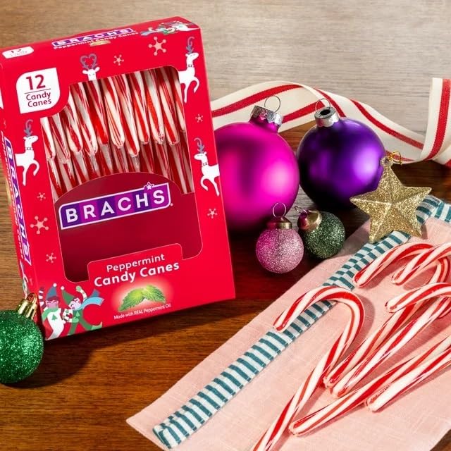 Brachs Peppermint Candy Canes - Individually Wrapped Bulk Christmas Candy Canes - Holiday Classic Candy - Stocking Stuffer Candy - Bulk Candy Box (36 Count)