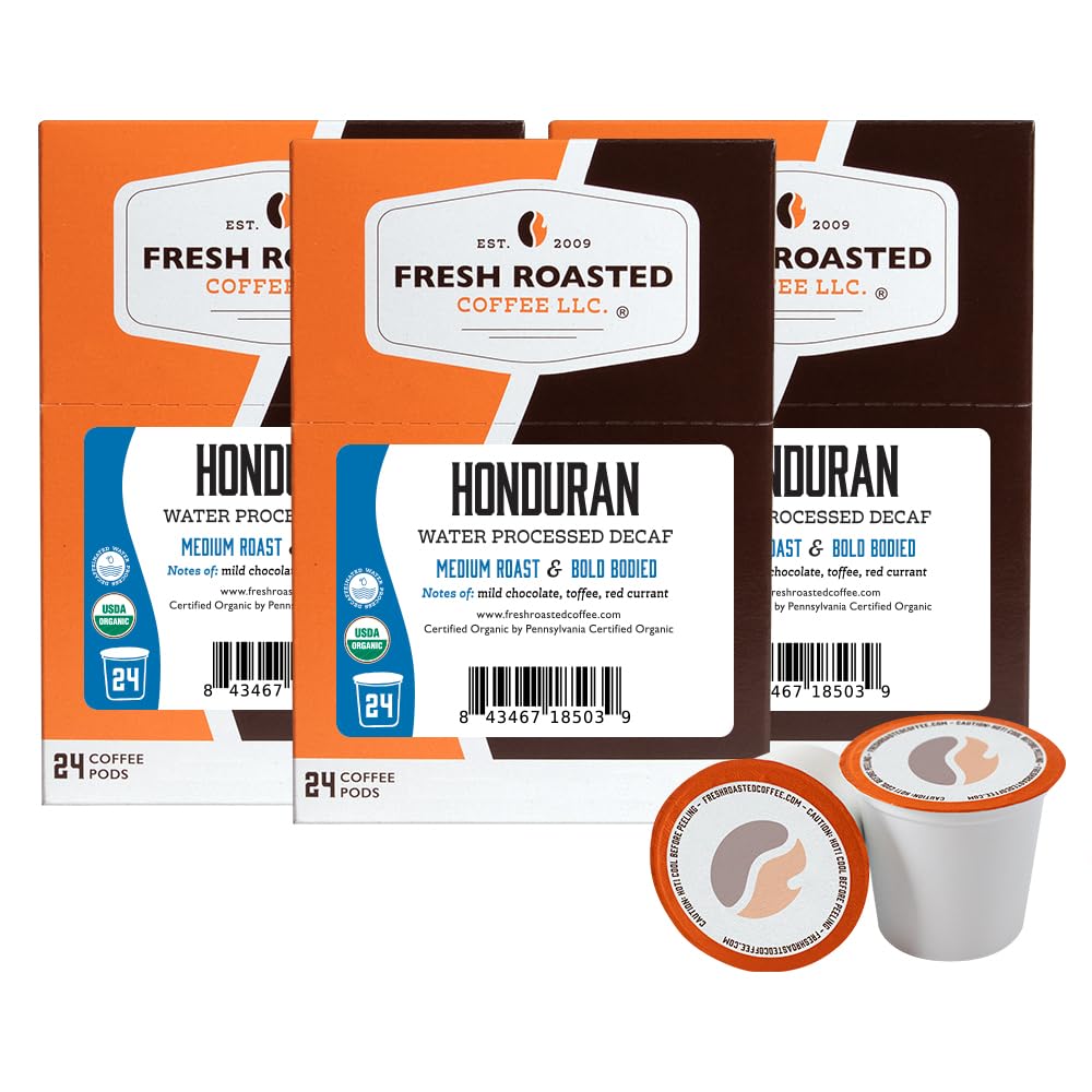 Fresh Roasted Coffee Organic Decaf K-Cup Compatible 72 Pods Fair Trade Kosher Coffee