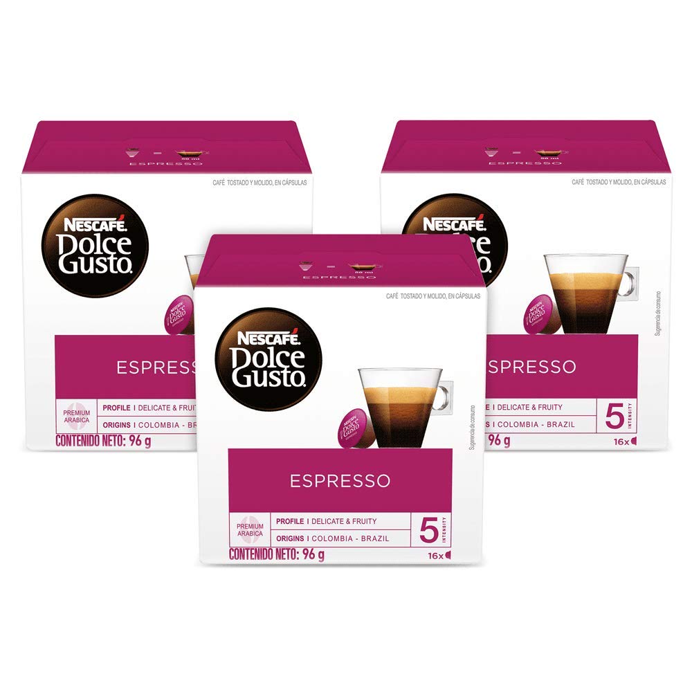 Dolce Gusto Coffee Capsules Espresso, 48 Single Serve Pods, 16 Count (Pack of 3), Model 12120072