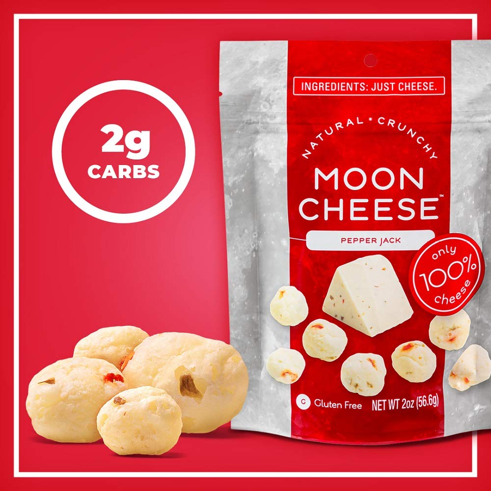 Moon Cheese Pepper Jack, 2 OZ, 100% Cheese and Gluten Free