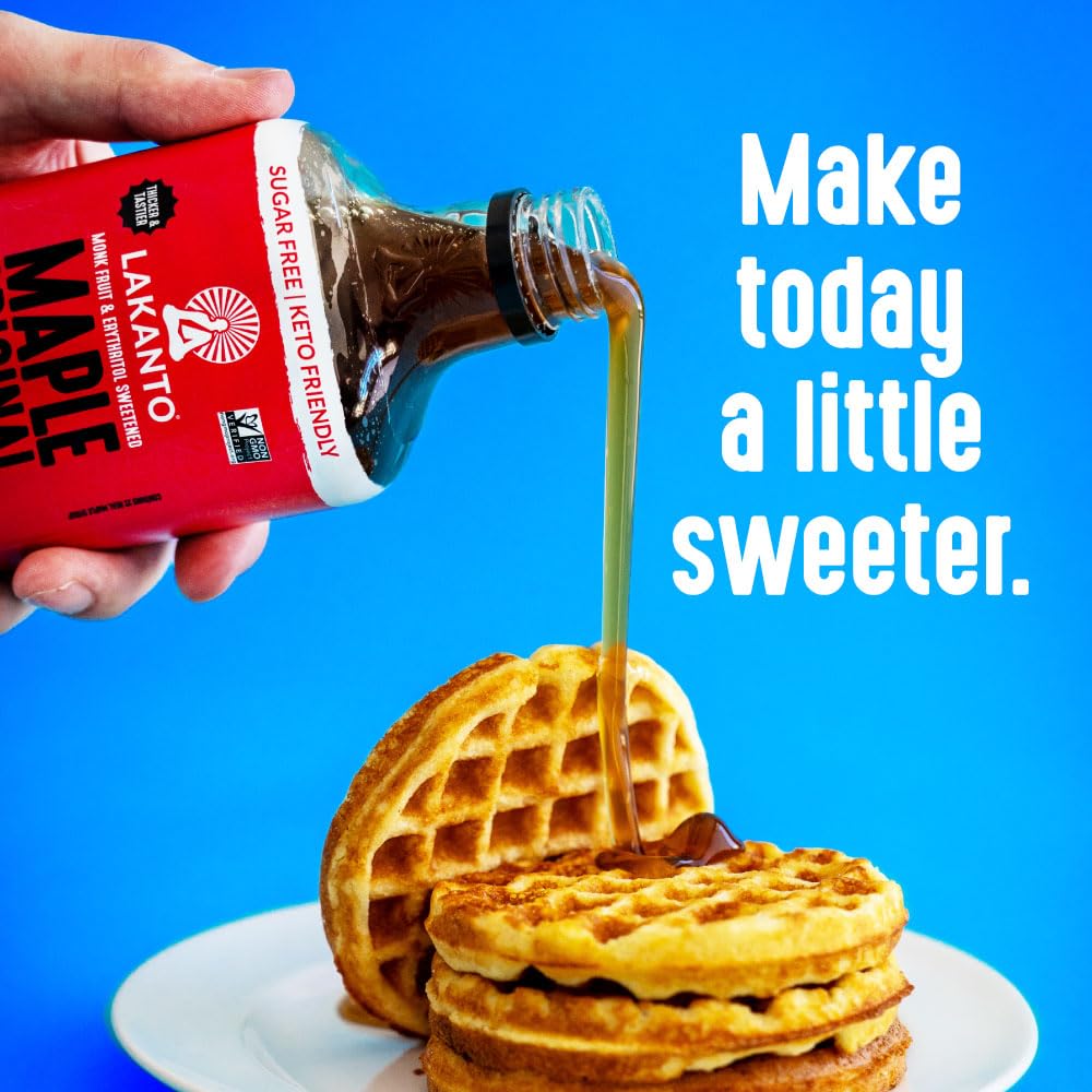 Lakanto Sugar Free Maple Syrup - Monkfruit Sweetener, Keto Diet Friendly, Vegan, 1G Net Carbs, Pancakes, Waffles, Oatmeal, Coffe