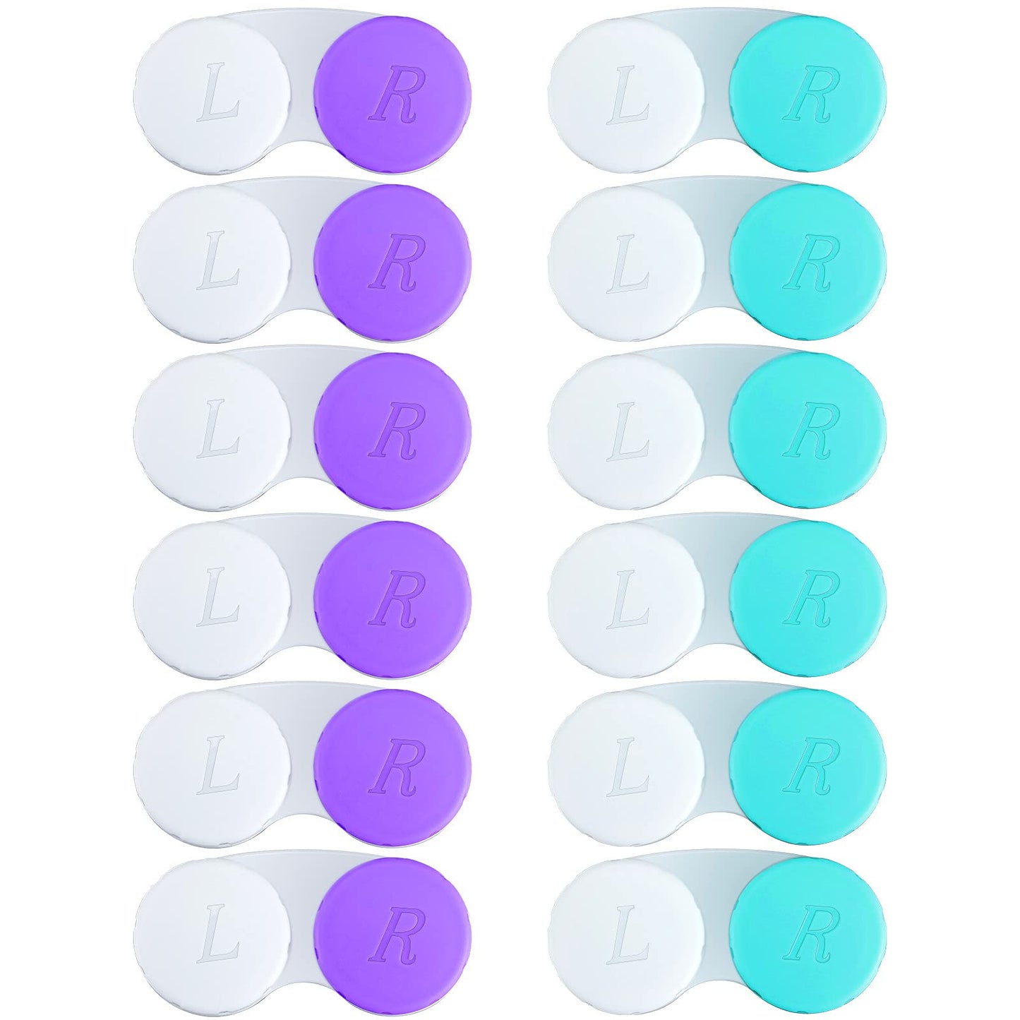 Qvvq 12Pcs Contact Lens Case, Contact Lens Box Left/Right Eyes Holder Container, Outdoor Mini Contact Lens Soak Storage Kit For 