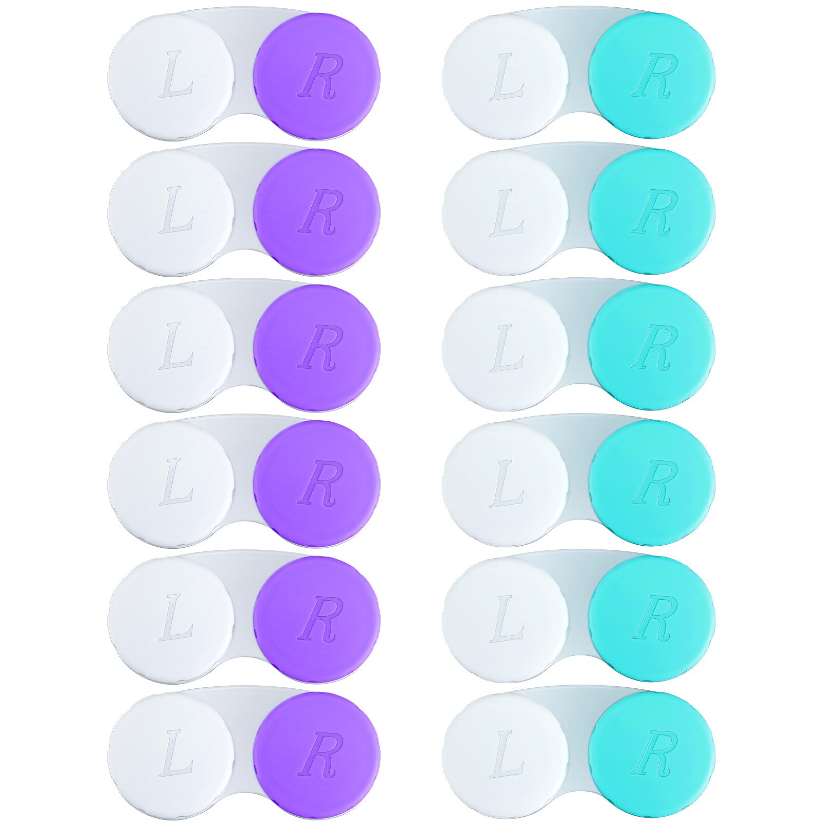 Qvvq 12Pcs Contact Lens Case, Contact Lens Box Left/Right Eyes Holder Container, Outdoor Mini Contact Lens Soak Storage Kit For 