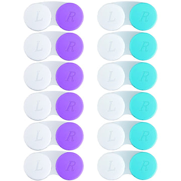 Qvvq 12Pcs Contact Lens Case, Contact Lens Box Left/Right Eyes Holder Container, Outdoor Mini Contact Lens Soak Storage Kit For 