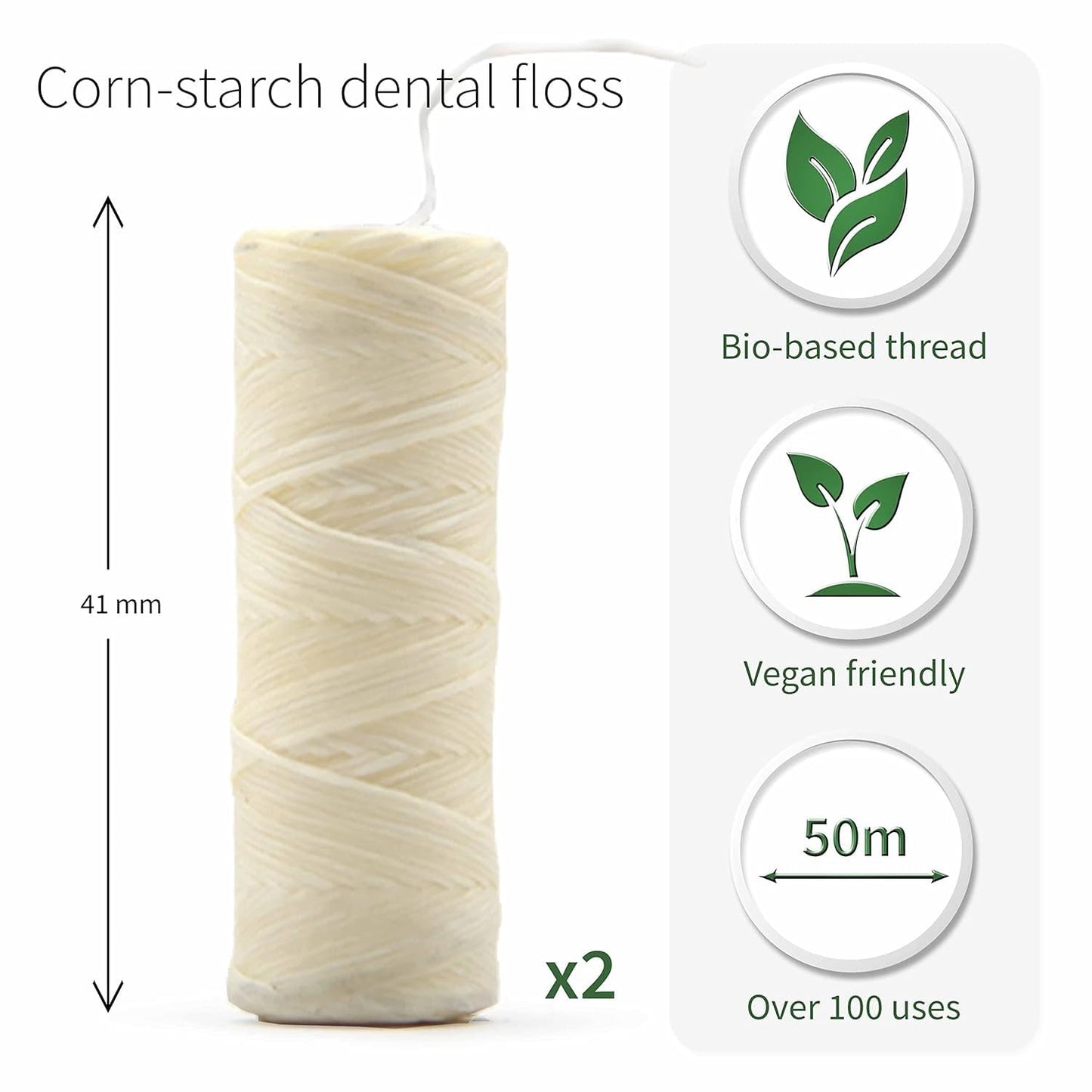 Vegan Refill Dental Floss  Refillable Tooth Floss  Candelilla Wax  Plastic Free Dental Tape  Zero Waste Floss  Eco Floss  Mint